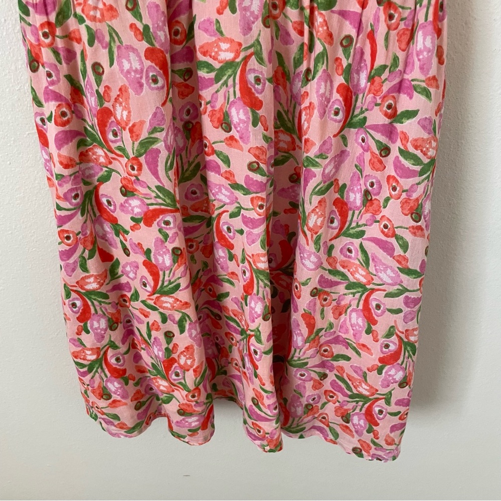 Banjanan Pink Green Floral Ellian Dress Flutter Cap Sleeve Size Small - Picture 9 of 12